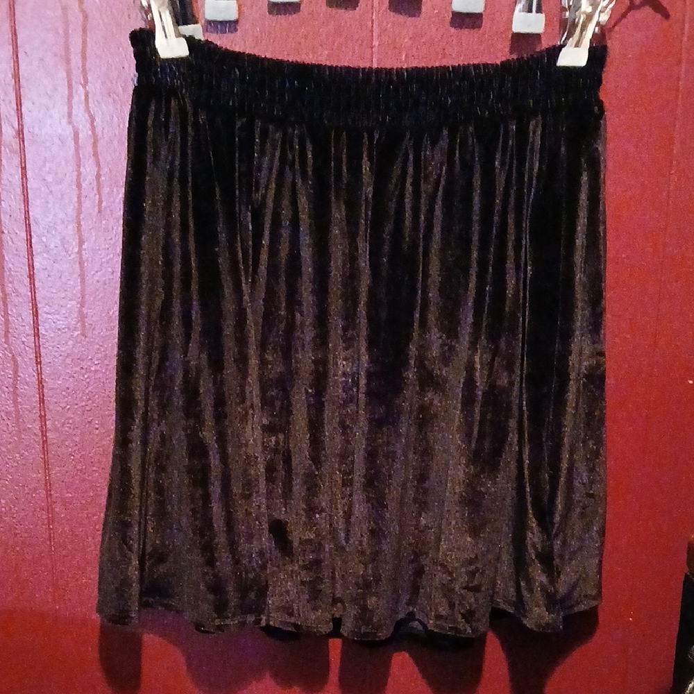 Ecote Black Velvet Mini Skirt